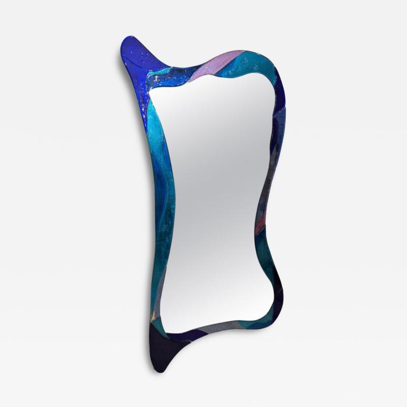 Sculptural Murano glass large art mirror