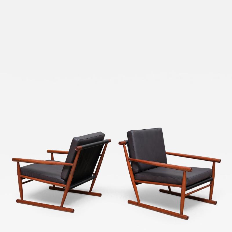 Sculptural Pair of Scandinavian Modern Teak Armchairs with Runner Legs 1950s