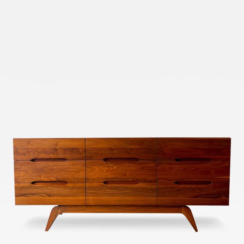 Sculptural Solid Walnut Dresser Circa 1965