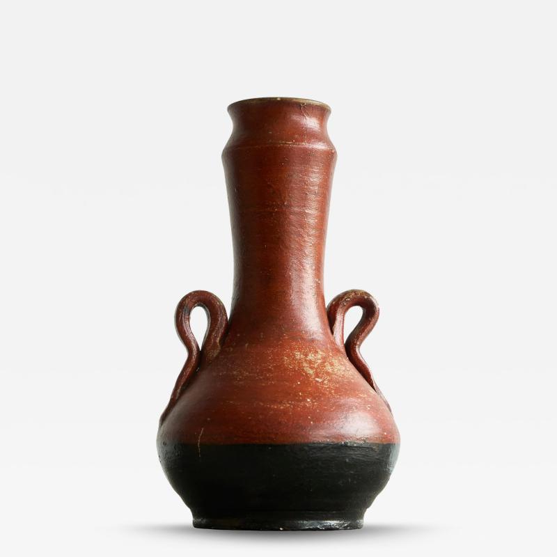 Sculptural Vase in Red and Black Pottery Early 20th Century