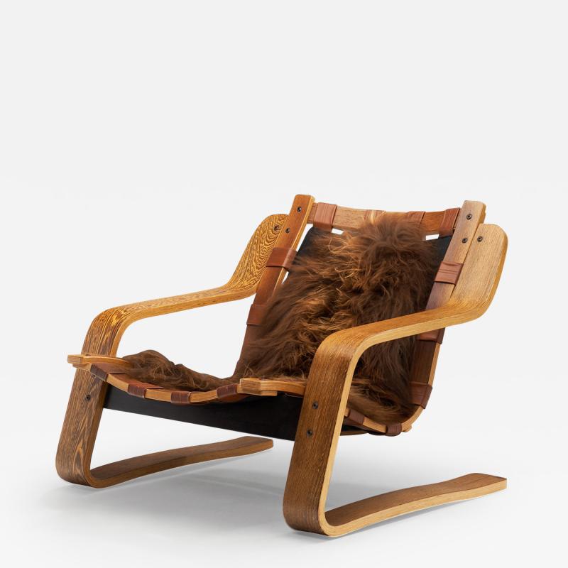 Sculptural Zebrano Plywood Lounge Chair The Netherlands 1970s
