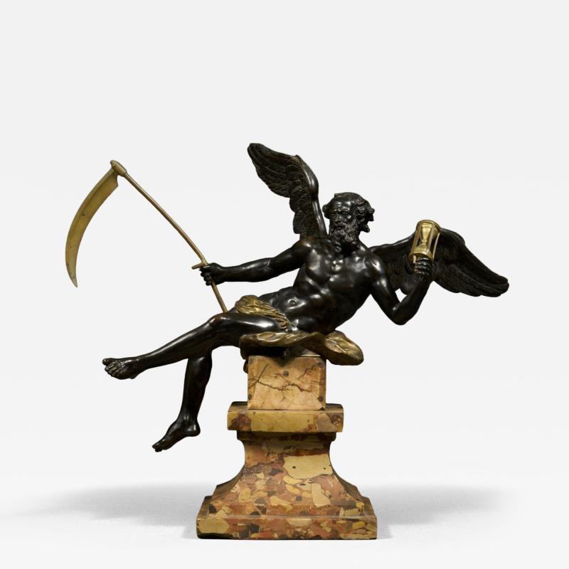 Sculpture of Cronus resting on a breccia marble pedestal