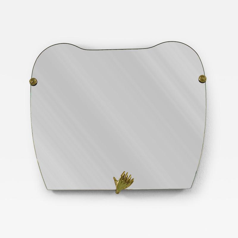 Scultpural Brass Hand Mid Century Wall Mirror Italy 1950s