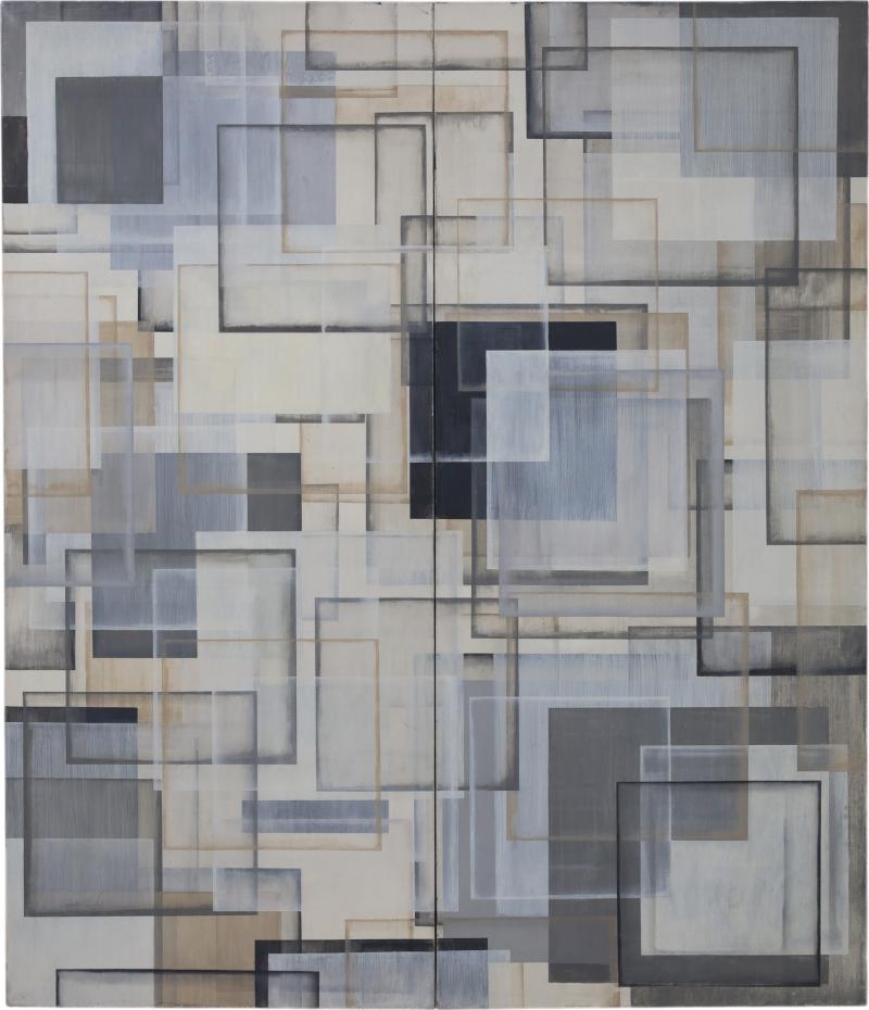 Sean Scherer Large Painting by Sean Scherer Ruhlman dtd 1999 84 x 72 Diptych