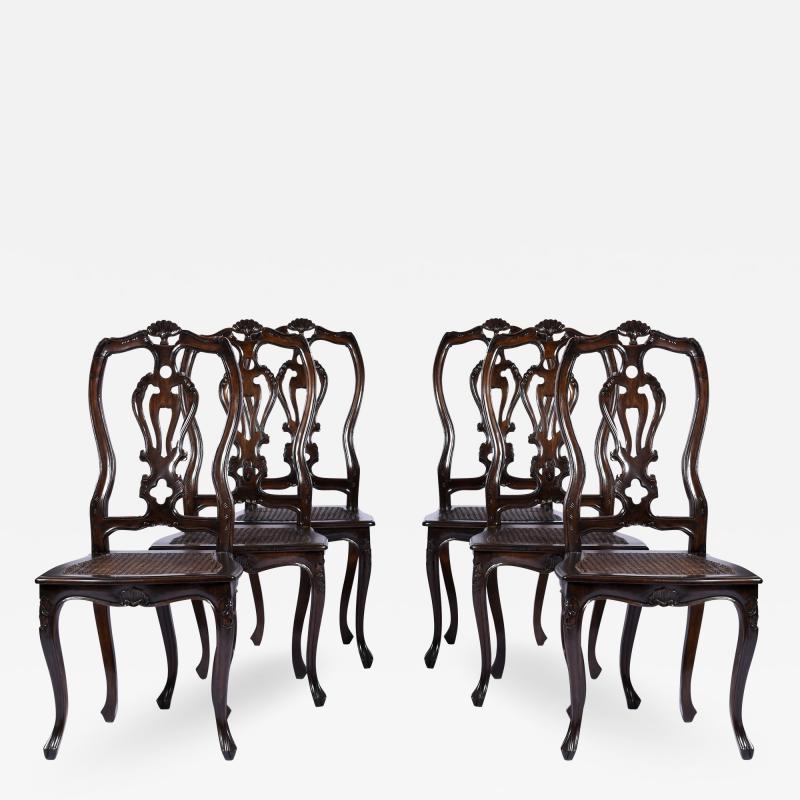 Seat Six 6 Dining Chairs Portuguese Spanish Colonial Style 19th 20th Century