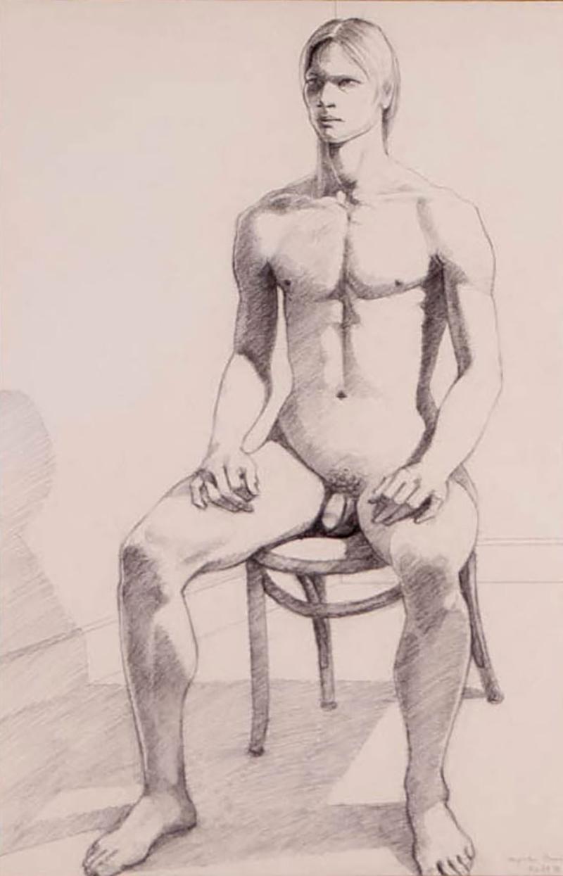 Seated Male Nude by Theophilus Brown 1980