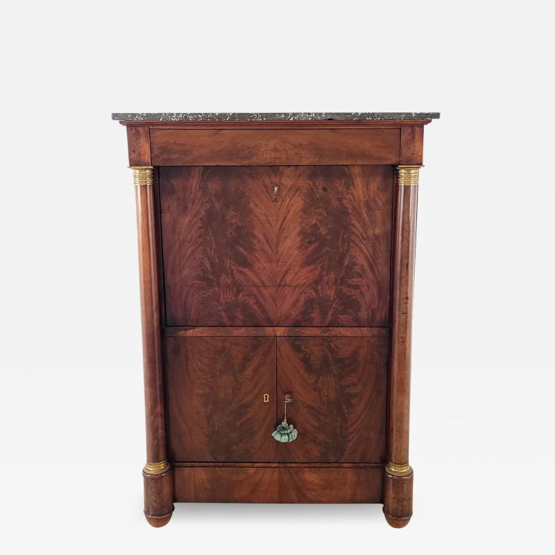 Secretary Abattant in Well Figured Mahogany with Marble Top France circa 1820