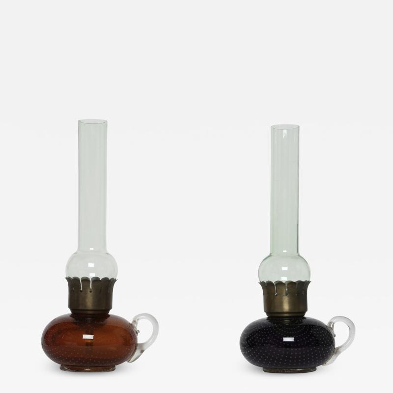 Seguso Vetri d Arte Murano glass table lamps by Archimede Seguso a pair