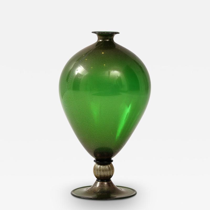 Seguso Vetri d Arte Rare Veronese Vase in Green with Gold Inclusions by Seguso vetri darte