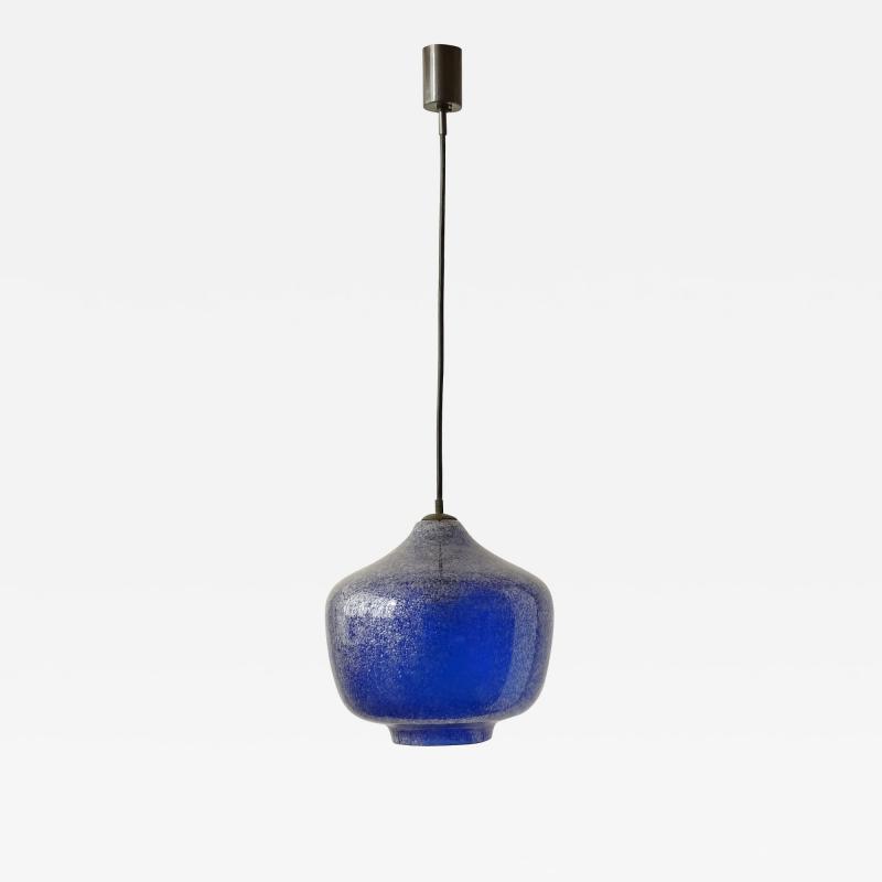 Seguso Vetri d Arte Seguso blue Pulegoso Murano glass pendant lamp Italy 1950s