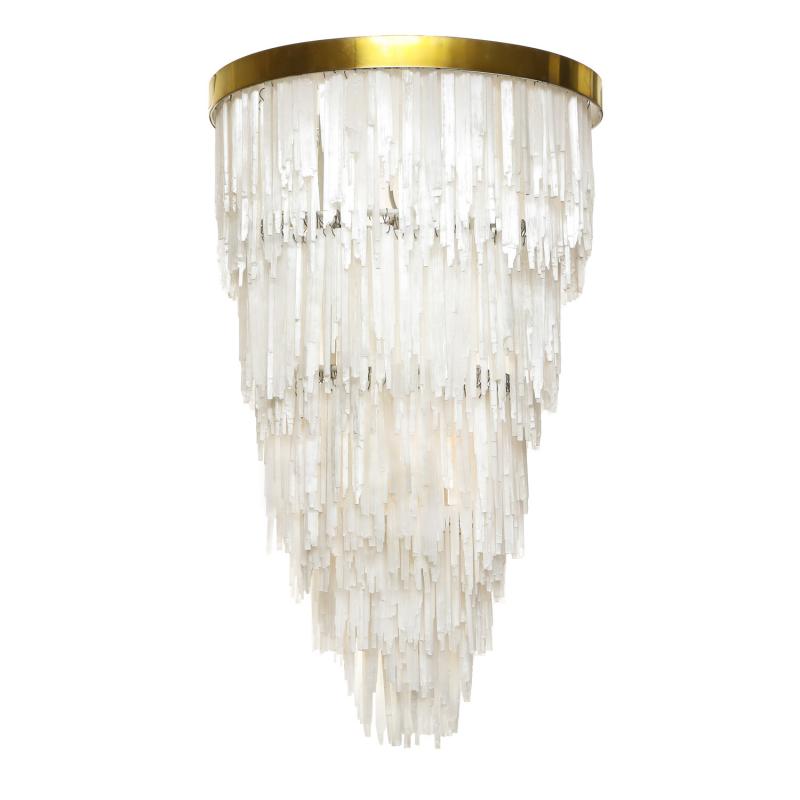 Selenite Crystal Cascading Chandelier 1970s