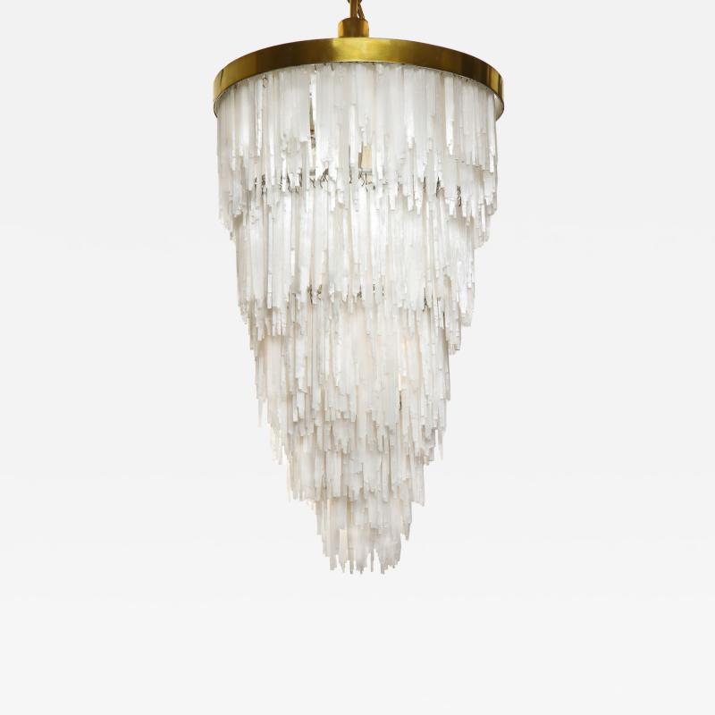 Selenite Crystal Cascading Chandelier 1970s