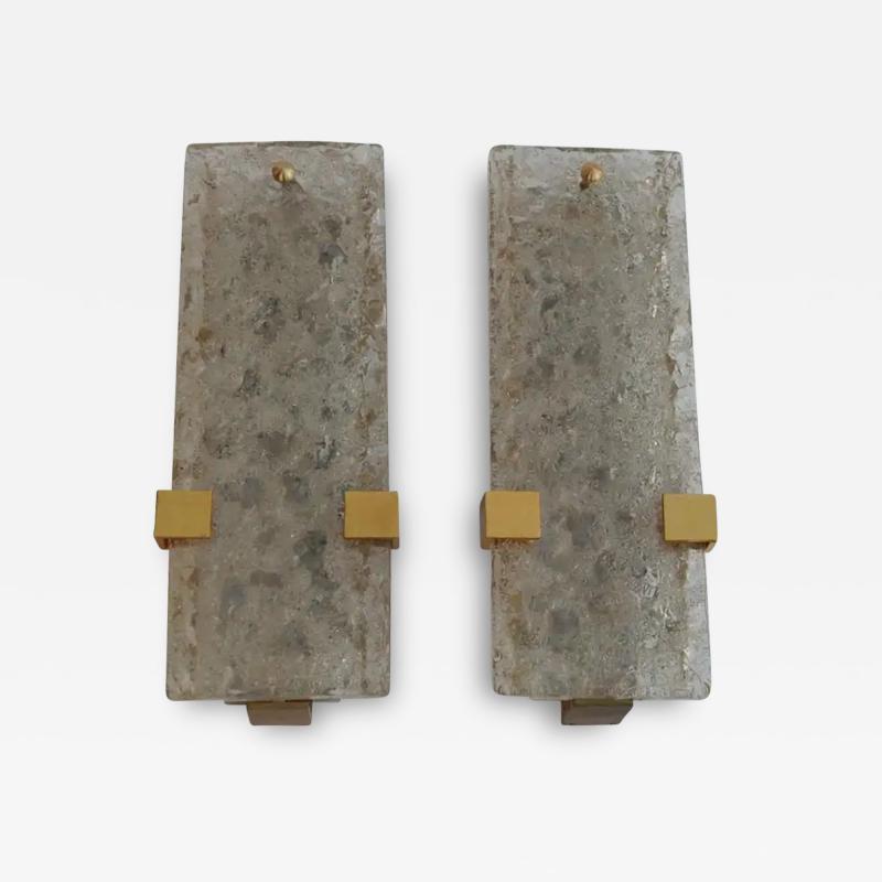 Serge Mouille 1963 Pair Dallux Sconces Attributed to Serge Mouille Brass Glass St Gobain