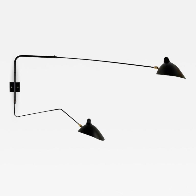 Serge Mouille 2 Arm Rotating 1 Arm Curved Sconce by Serge Mouille