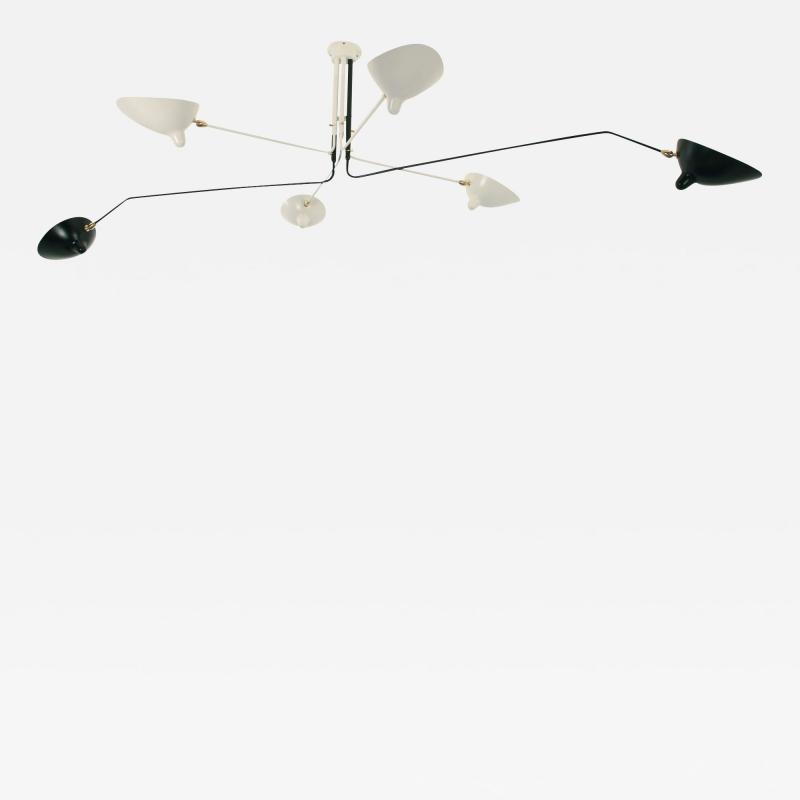 Serge Mouille Serge Mouille Black and White 6 Arm Ceiling Lamp