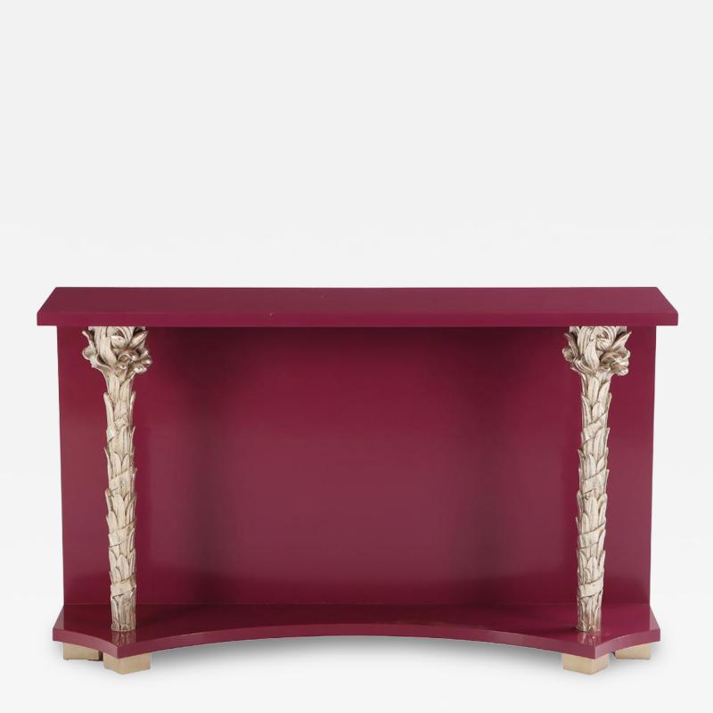 Serge Roche French carved silver giltwood palm console in manner of Serge Roche C 1980 