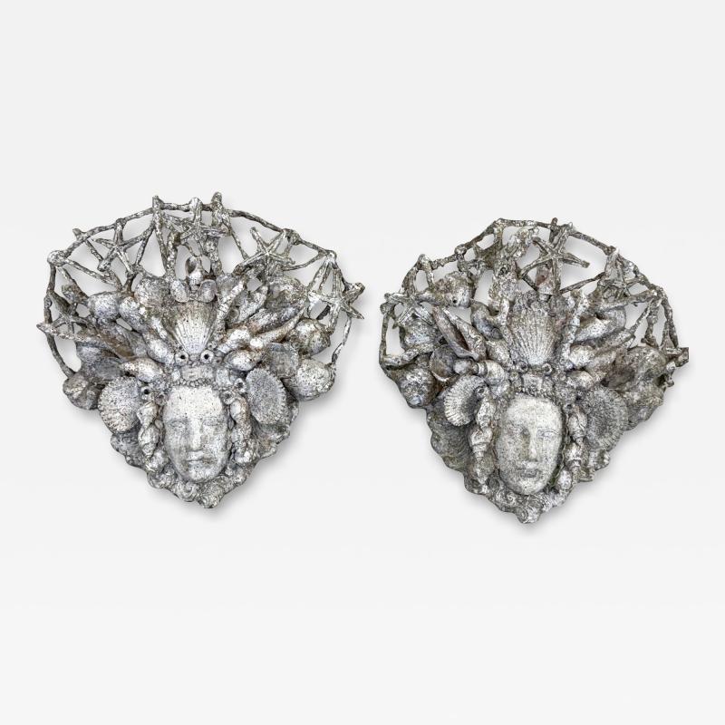 Serge Roche PAIR of French Shell Plaster Sconces Serge Roche for Maison Jansen 1930 1940