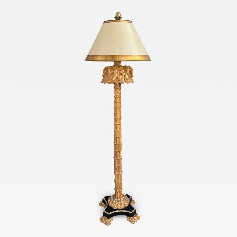 Serge Roche Style Giltwood Palm Tree Floor Lamp