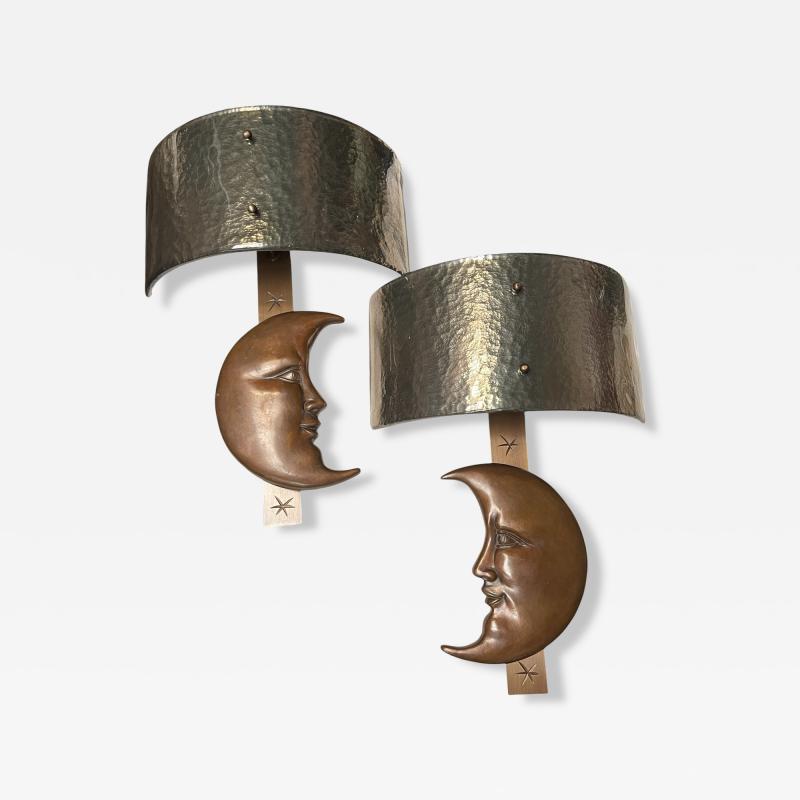 Sergio Bustamante 1970s Bronze and glass sconces by Sergio Bustamente