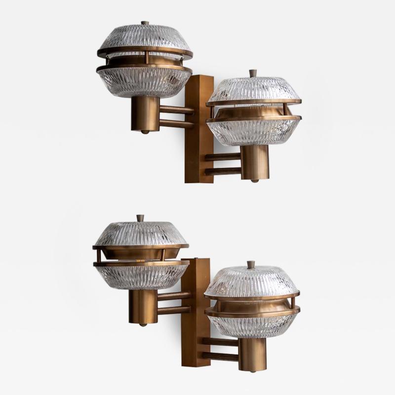 Sergio Mazza Pair Of Flying Saucers Wall Lights Attributed To Sergio Mazza
