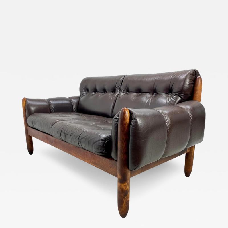 Sergio Rodrigues 1970 s Leather Brazilian Sofa Settee