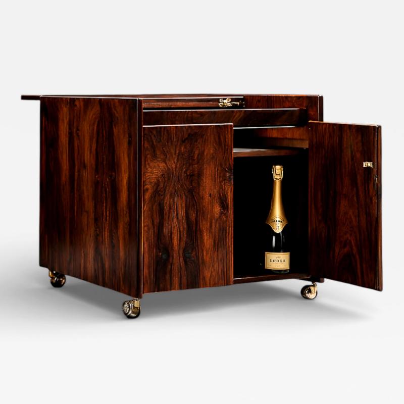 Sergio Rodrigues Bar Cart in Brazilian Rosewood Jacarand by Sergio Rodrigues Brazil Lot 76
