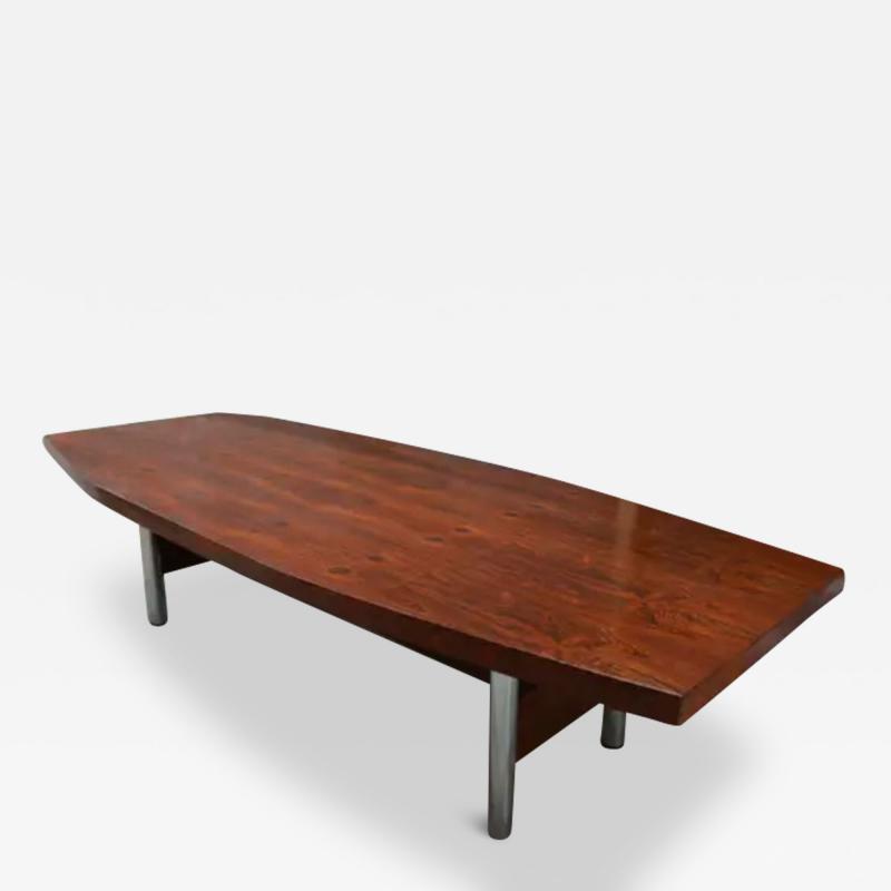 Sergio Rodrigues Brazilian Modern Dining or Conference Table in Hardwood Metal Sergio Rodrigues