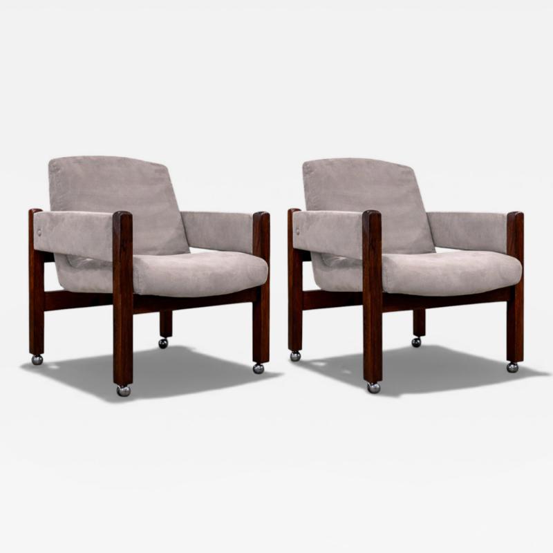 Sergio Rodrigues Jimi Armchair with Wheels in Rosewood Ultra Suede Sergio Rodrigues