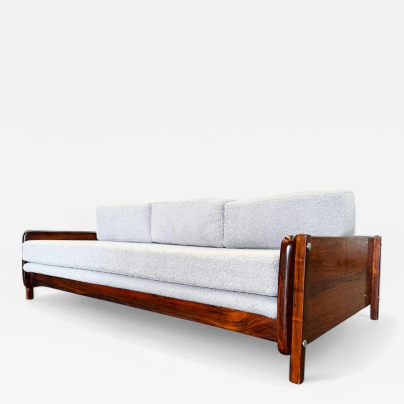 Sergio Rodrigues Macedo Sofa in Rosewood Grey Boucle Sergio Rodrigues 1960s Lot 548A
