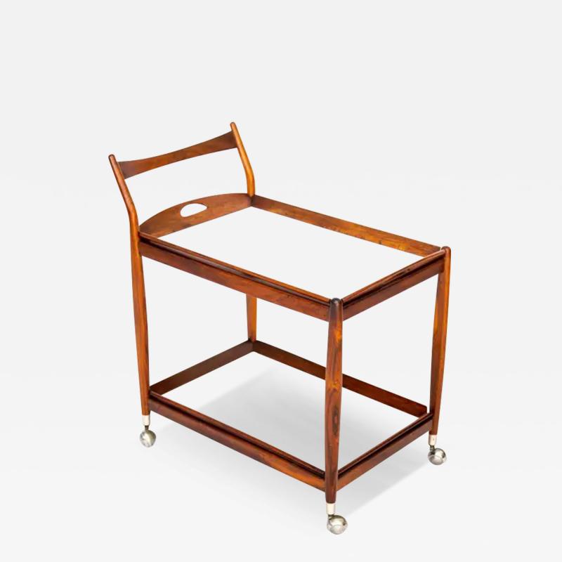 Sergio Rodrigues Mid Century Modern Bar Cart in Hardwood White Shelves Sergio Rodrigues 1960s