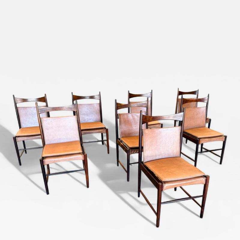 Sergio Rodrigues Set of 10 Tall Cantu Chairs in Rosewood Sergio Rodrigues 1960s Lot 231B
