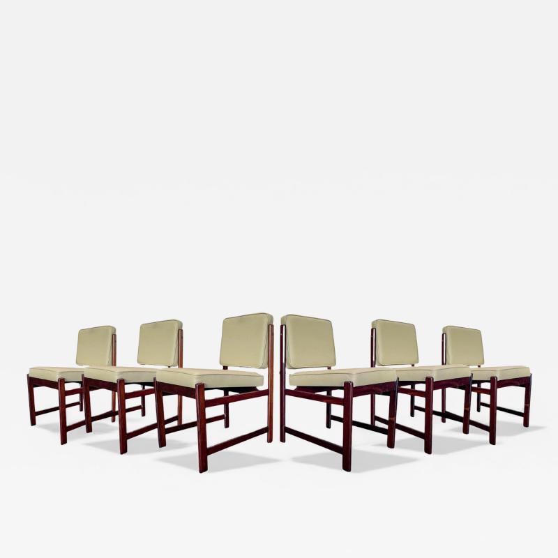 Sergio Rodrigues Set of 6 of Marco Chairs in Rosewood Leather Sergio Rodrigues 1960s