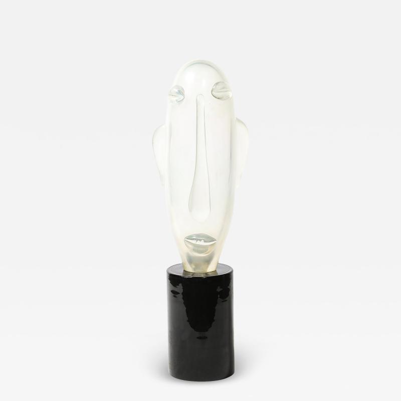 Sergio Rossi Mid Century Hand Blown Murano Opalescent Glass Head Sculpture by Sergio Rossi