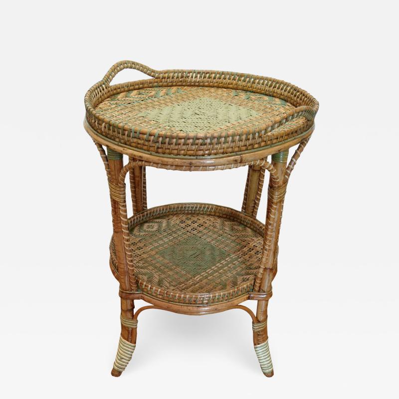 Serving table in woven and lacquered rattan France circa 1900