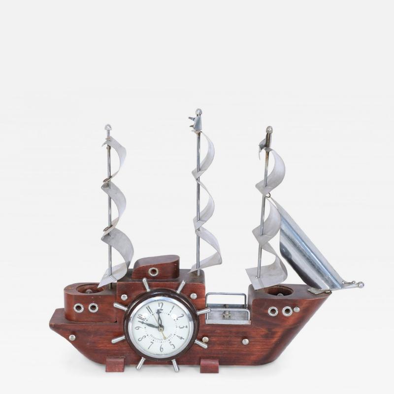 Sessions United Mid Century Clipper Ship Electrified Table Clock