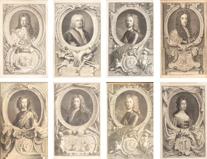 Set Of Eight Portrait Engravings After Kneller