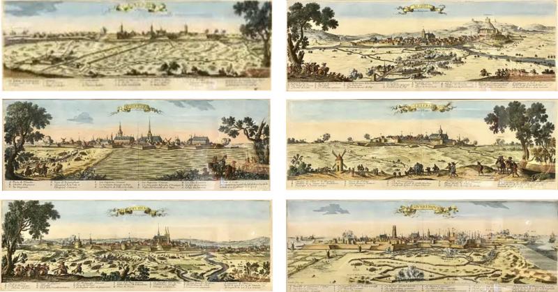 Set Of Six Hand Colored Engravings Of Northern France