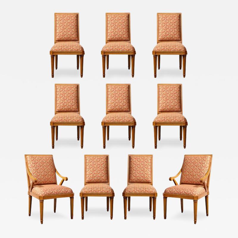 Set of 10 Art Deco Director Style Dining Chairs in Hand rubbed Oak