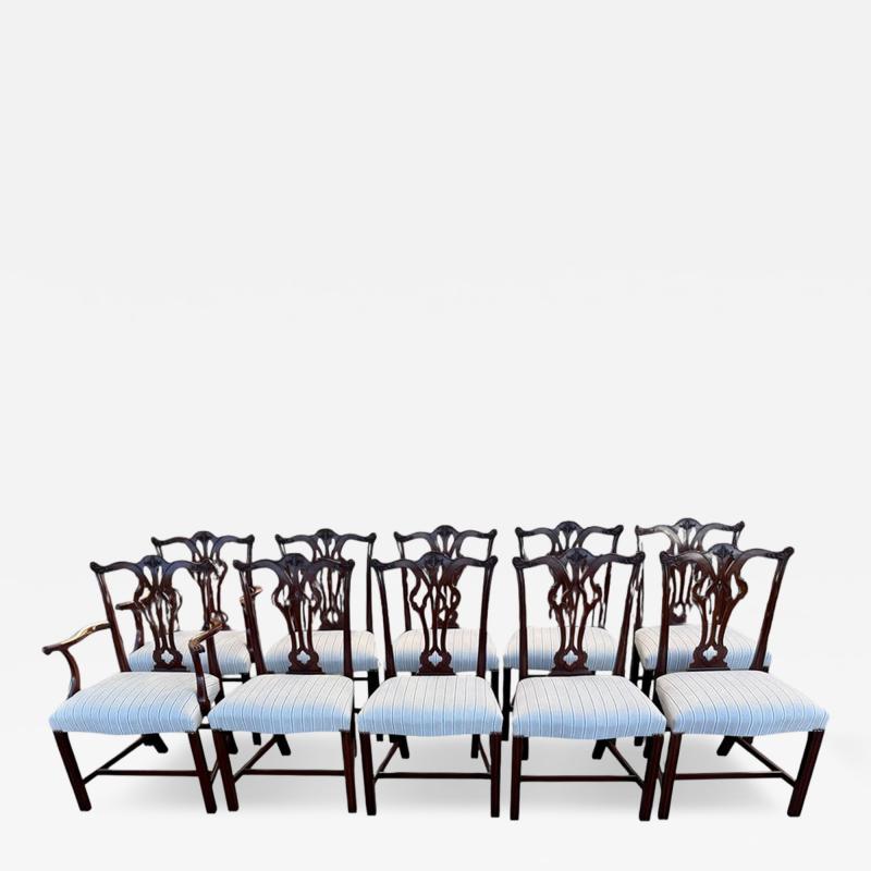 Set of 10 Burton Ching Chippendale Mahogany Dining Chair Set