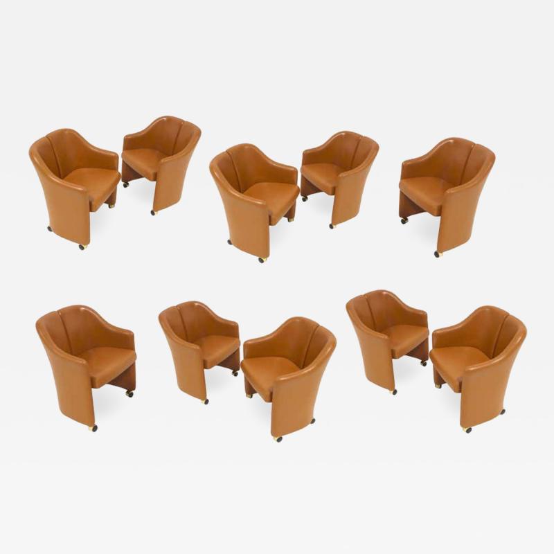 Set of 10 Eugenio Gerli for Tecno Series 142 Executive Leather Dining Chairs