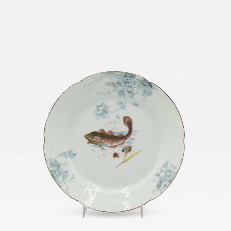 Set of 12 Austrian Porcelain Plates with Fish
