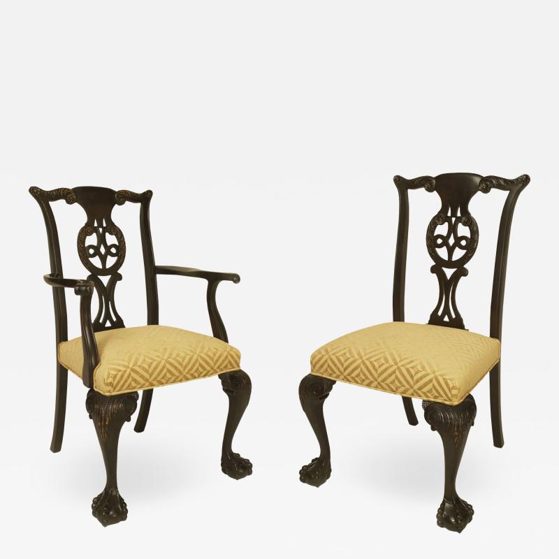 Set of 12 Irish George II Elm Wood Chenille Chairs