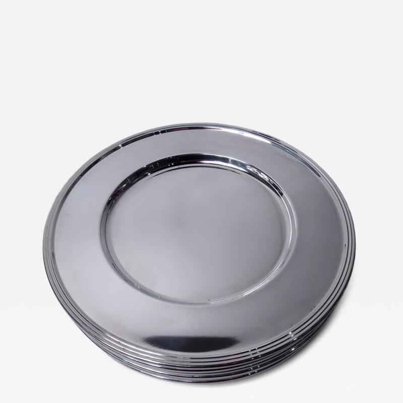 Set of 12 Italian Modern Silver 12 Inch Dinner Plates