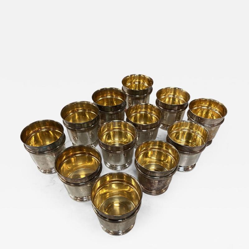 Set of 12 Italian Silver Plated Glasses 1980s