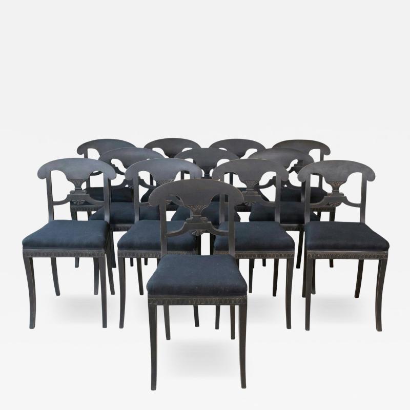 Set of 12 Swedish 19th Century Dining Chairs