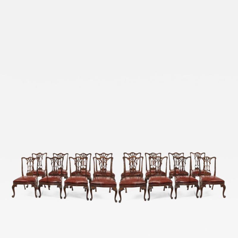 Set of 16 Victorian mahogany dining chairs in the Chippendale style