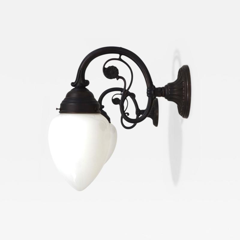 Set of 2 Art Nouveau Brass Wall Lights