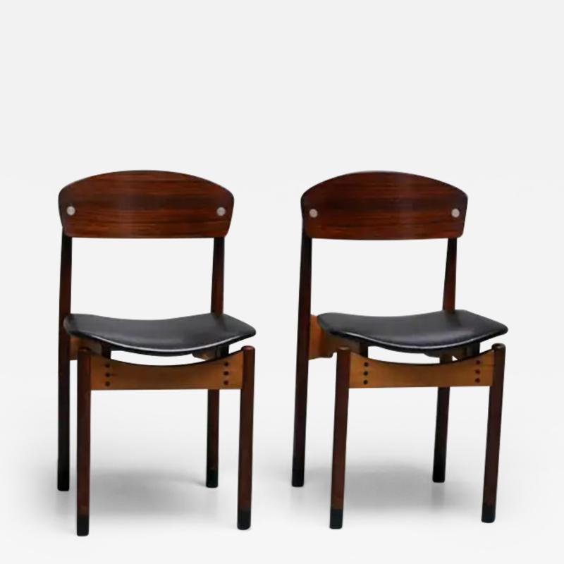 Set of 2 Diningroom Chairs in Teak Mahogany and faux leather Italty 1960s