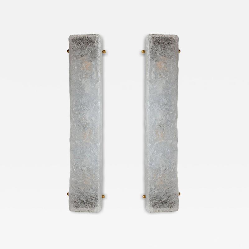 Set of 2 Murano Icy Glass Rectangular Wall Lights Contemporary