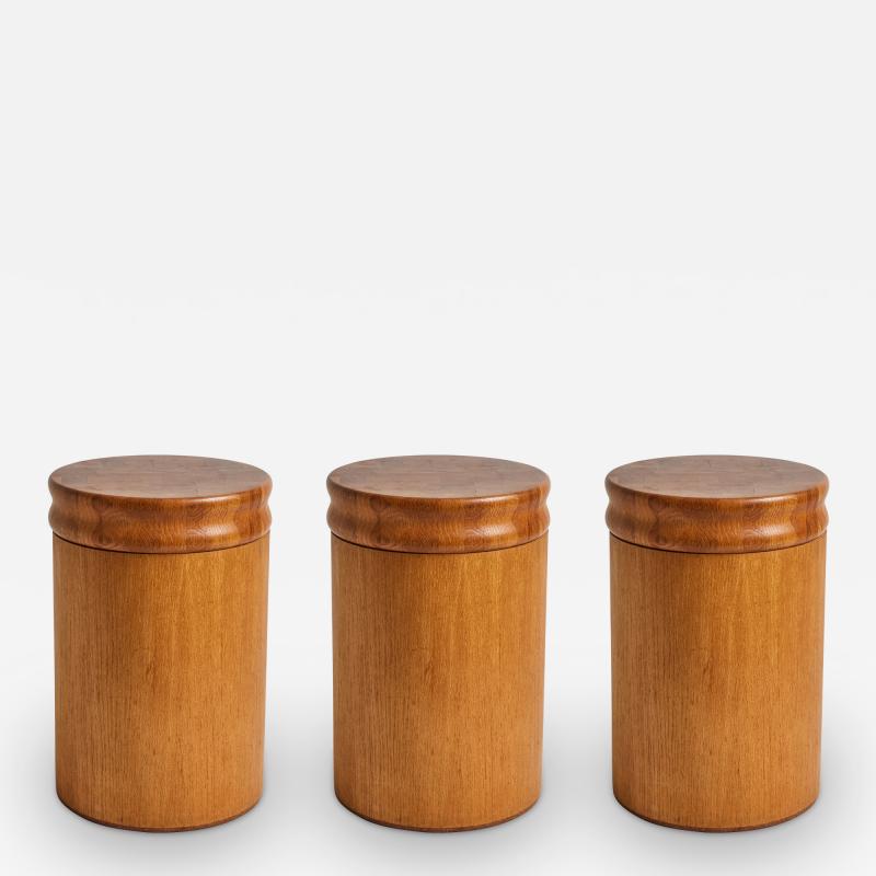 Set of 3 1960s California Handcrafted Wood Storage Side Tables